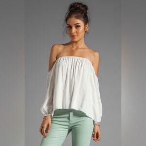NWT Boulee Audrey off shoulder top 100% silk in off white